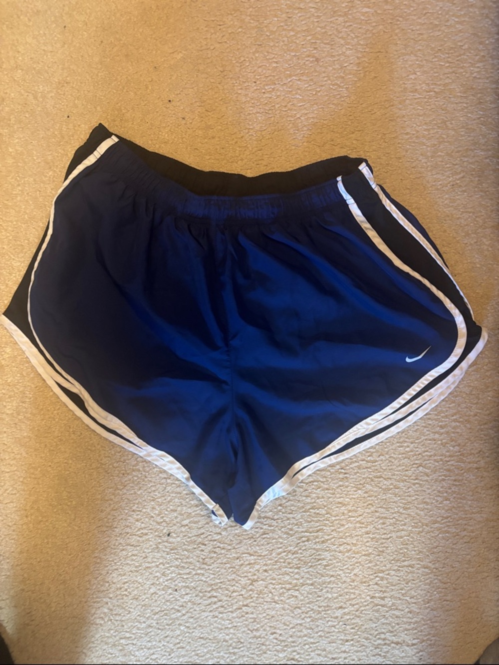 Nike Women's Dark Blue Athletic Shorts with White Trim